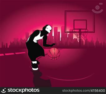 urban background with boy vector illustration