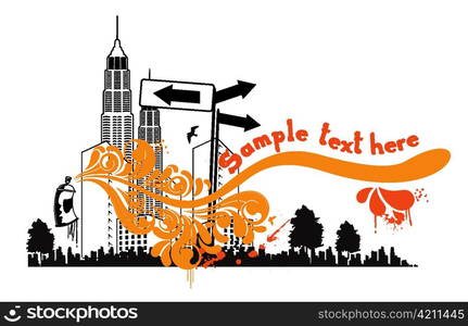 urban background with spray can vector illustration