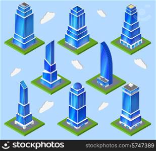 Urban building architecture high-rise down town contemporary office block composition design computer model planning abstract vector illustration