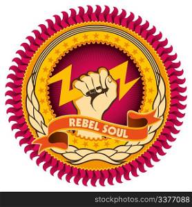 Urban colorful emblem with strong fist