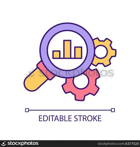 Urban development assessment RGB color icon. Measuring progress. Evaluating urban sustainability. Isolated vector illustration. Simple filled line drawing. Editable stroke. Arial font used. Urban development assessment RGB color icon