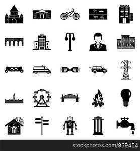 Urban hobby icons set. Simple set of 25 urban hobby vector icons for web isolated on white background. Urban hobby icons set, simple style