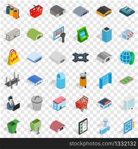 Urban icons set. Isometric style of 36 urban vector icons for web for any design. Urban icons set, isometric style