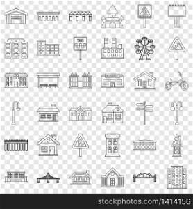 Urban icons set. Outline style of 36 urban vector icons for web for any design. Urban icons set, outline style