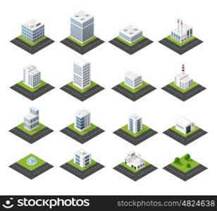 Urban isometric icons. Urban isometric icons for the web with houses and streets