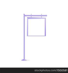 Urban metal vector advert board sign illustration. Stand with blank square screen. Commercial billboard mockup design with copy space. Isolated object on white background. Announcement banner. Urban metal vector advert board sign illustration