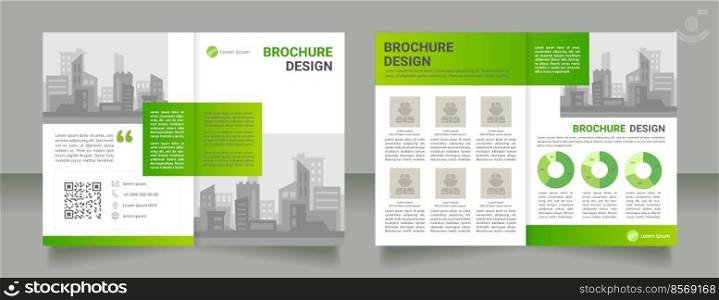 Urban planning administration green blank brochure design. Election. Template set with copy space for text. Premade corporate reports collection. 4 paper pages. Myriad Pro, Heebo fonts used. Urban planning administration green blank brochure design