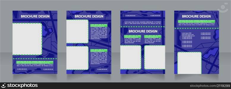Urban planning blue blank brochure design. City navigation. Template set with copy space for text. Premade corporate reports collection. Editable 4 paper pages. Calibri, Arial fonts used. Urban planning blue blank brochure design