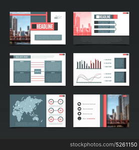 Urban Presentation Templates Set. Presentation horizontal screen templates set with modern urban style colorful infographics maps pictograms with editable text vector illustration