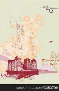 Urban retro abstract background, made in grunge style. Vector illustration
