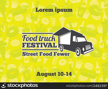 Urban, street food vector illustrations for poster. Banner cafe car, lunch street, event illustration. Urban, street food vector illustrations for poster