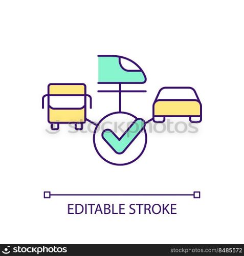 Urban traffic organization RGB color icon. Passenger transportation. City infrastructure. Isolated vector illustration. Simple filled line drawing. Editable stroke. Arial font used. Urban traffic organization RGB color icon