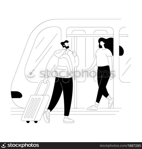 Urban transport abstract concept vector illustration. Public transport system, urban busy roads, car traffic, platform of subway station, bus stop, people waiting, metro railway abstract metaphor.. Urban transport abstract concept vector illustration.