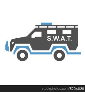 Urban transport icon. SWAT car - gray blue icon isolated on white background