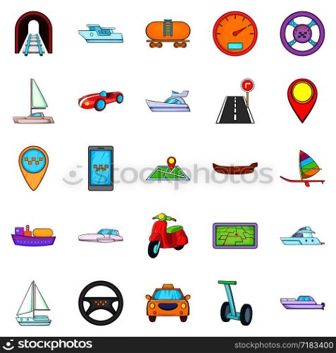 Urban transport icons set. Cartoon set of 25 urban transport vector icons for web isolated on white background. Urban transport icons set, cartoon style
