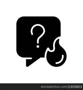 Urgent question black glyph icon. Common issues solving. Looking for important answer. Information support. Silhouette symbol on white space. Solid pictogram. Vector isolated illustration. Urgent question black glyph icon