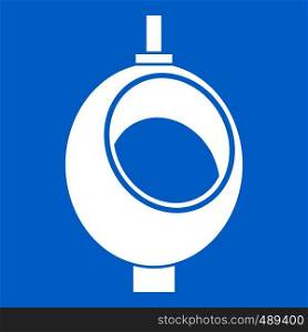 Urinal or chamber pot for men icon white isolated on blue background vector illustration. Urinal or chamber pot for men icon white