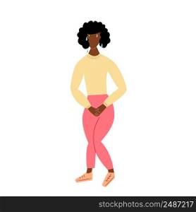 Urinary incontinence problem. African American woman hands holding her crotch, Female want to pee all the time. Isolated on white background. Vector.. Urinary incontinence problem. African American woman hands holding her crotch, Female want to pee all the time. Isolated on white background. Vector illustration.