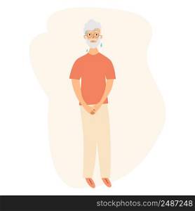 Urinary incontinence problem. Elderly men wants to pee. The old men feels pain in his groin. Experiencing pain. Vector illustration.. Urinary incontinence problem. Elderly men wants to pee. The old men feels pain in his groin. Experiencing pain. Flat vector illustration.