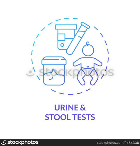 Urine and stool tests blue gradient concept icon. Kidney function. Medical examination. Healthy baby. Pediatric healthcare abstract idea thin line illustration. Isolated outline drawing. Urine and stool tests blue gradient concept icon