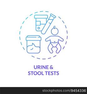Urine and stool tests blue gradient concept icon. Kidney function. Medical examination. Healthy baby. Pediatric healthcare abstract idea thin line illustration. Isolated outline drawing. Urine and stool tests blue gradient concept icon