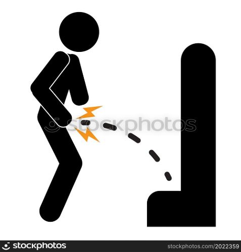 Urine pain icon on white background. bladder ache sign. flat style.