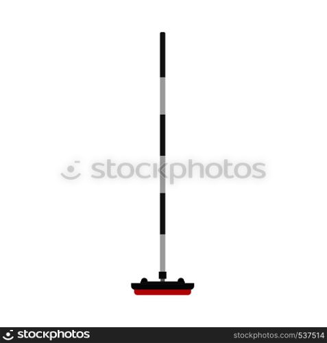 ?urling broom stick sport equipment club game stone vector icon. Ice winter competition exercise illustration slide