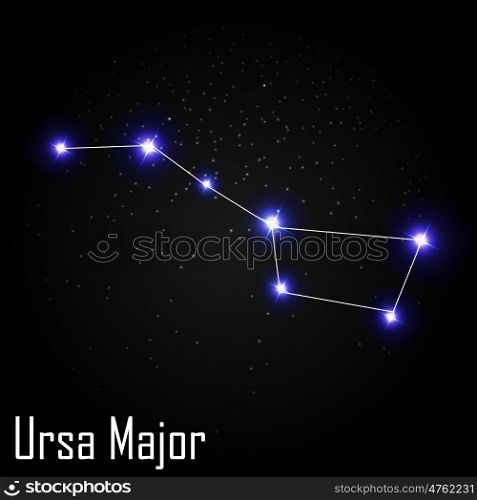 Ursa Major Constellation with Beautiful Bright Stars on the Background of Cosmic Sky Vector Illustration EPS10. Ursa Major Constellation with Beautiful Bright Stars on the Back