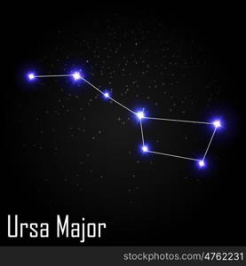 Ursa Major Constellation with Beautiful Bright Stars on the Background of Cosmic Sky Vector Illustration EPS10. Ursa Major Constellation with Beautiful Bright Stars on the Back