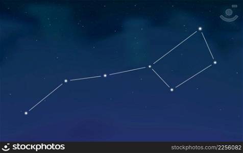 Ursa Major  The Great Bear  constellation on the background of night sky with stars, vector eps10 illustration. Ursa Major Constellation