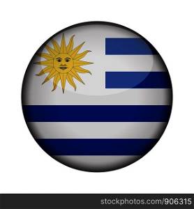 uruguay Flag in glossy round button of icon. uruguay emblem isolated on white background. National concept sign. Independence Day. Vector illustration.