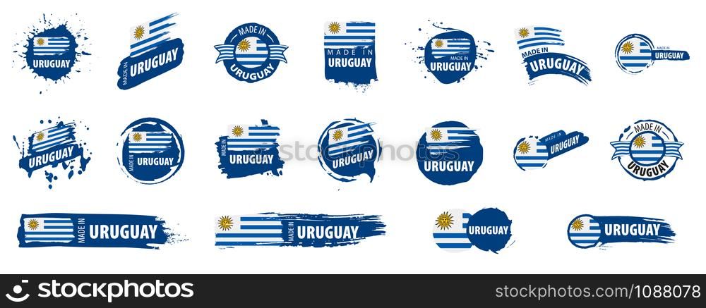 Uruguay flag, vector illustration on a white background. Uruguay flag, vector illustration on a white background.
