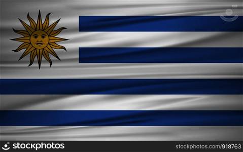 Uruguay flag vector. Vector flag of Uruguay blowig in the wind. EPS 10.