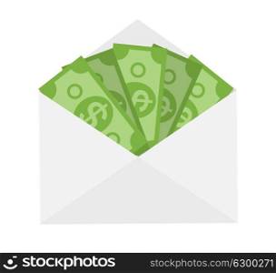 US Dollar Stack Paper Banknotes in Envelope Icon Sign Business Finance Money Concept Vector Illustration EPS10. US Dollar Stack Paper Banknotes in Envelope Icon Sign Business