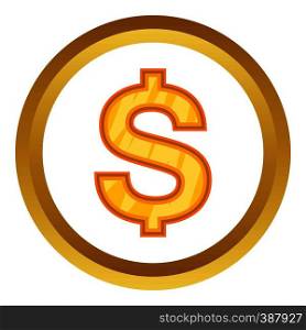 US Dollar vector icon in golden circle, cartoon style isolated on white background. US Dollar vector icon