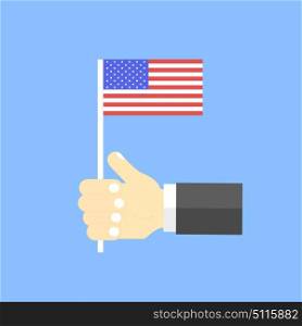 US flag in his hand. Vector illustration .