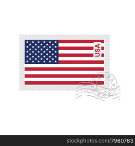 us flag old postage stamp isolated on white vector illustration