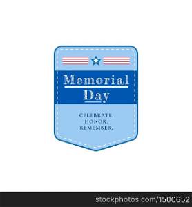 US Memorial Day flat color vector badge. American memorial holiday. National United States event sticker. US liberty and freedom day patch. War hero honor ceremony isolated design element. US Memorial Day flat color vector badge