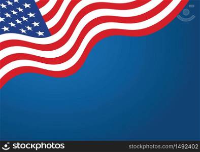 US Rippled Flag Against Blue Background