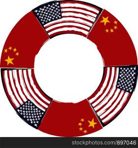 USA and China flags or banner vector illustration