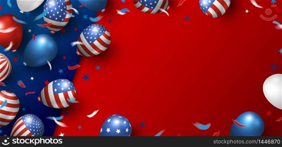 USA banner background design of balloons vector illustration
