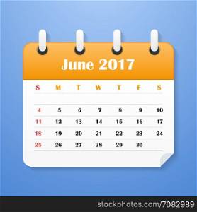USA Calendar for June 2017. Week starts on Sunday.