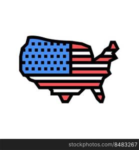 usa country map flag color icon vector. usa country map flag sign. isolated symbol illustration. usa country map flag color icon vector illustration