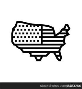 usa country map flag line icon vector. usa country map flag sign. isolated contour symbol black illustration. usa country map flag line icon vector illustration