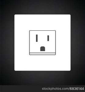 USA electrical socket icon. Black background with white. Vector illustration.