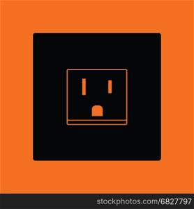 USA electrical socket icon. Orange background with black. Vector illustration.