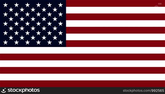 USA flag drawn by the standards of dimension and color. Unated States of America standard isolated vector illustration. Can be used like icon or background.. USA flag drawn by standards of dimension, color