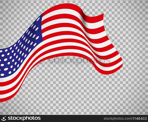 USA flag icon on transparent background. Vector illustration. USA flag on transparent background