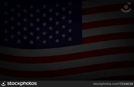 USA flag in dark colors background image. Stock vector