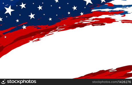 USA flag paintbrush banner on white background vector illustration